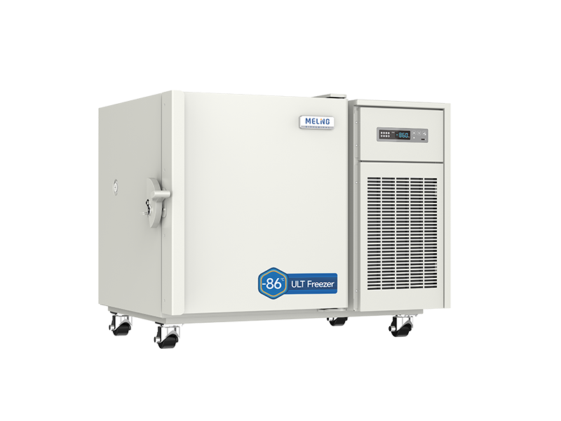 White freezer with 'MELCO' branding on a white background