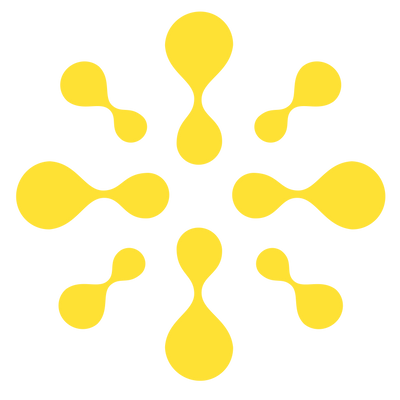 Yellow abstract droplet shapes on a white background