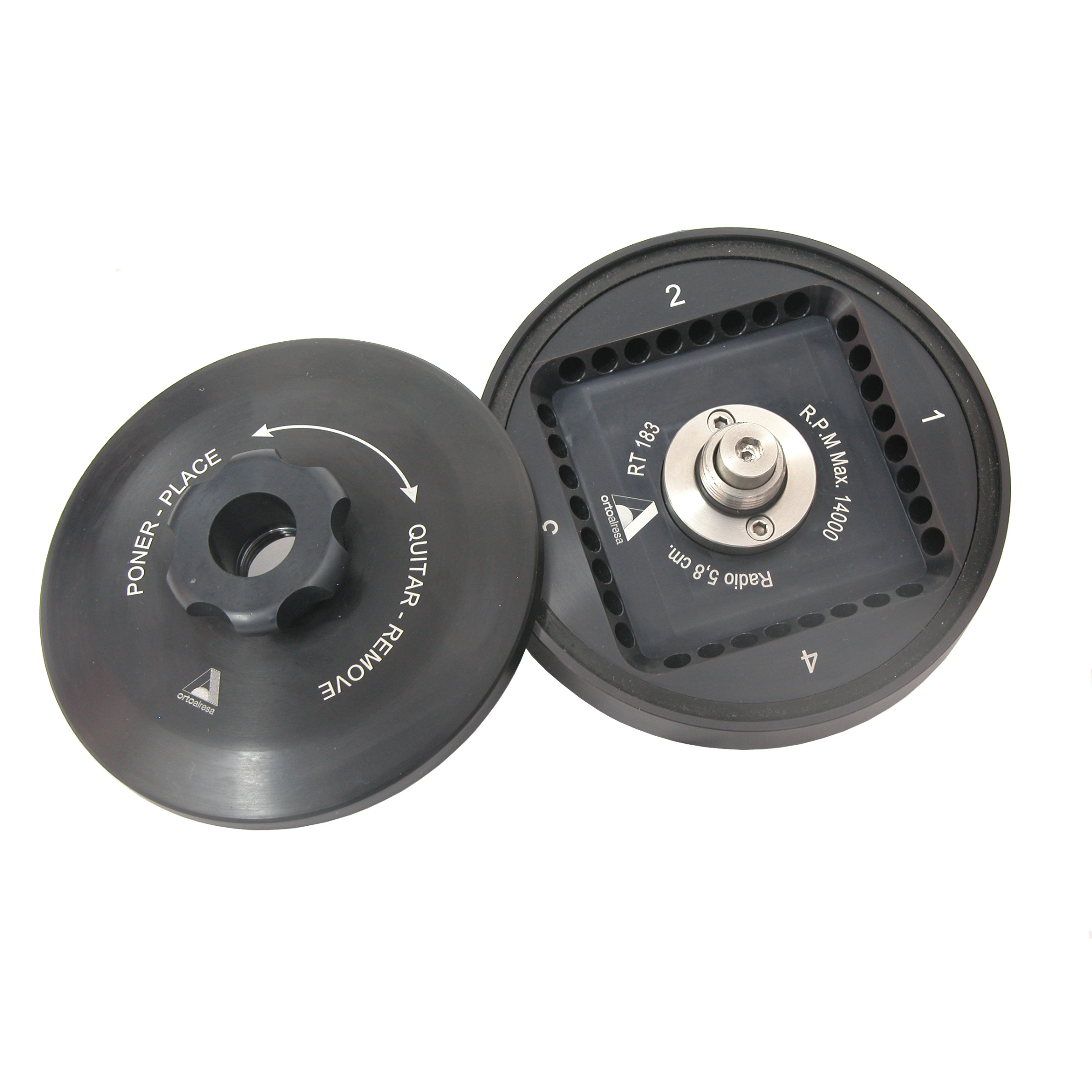 Two black mechanical components on a white background