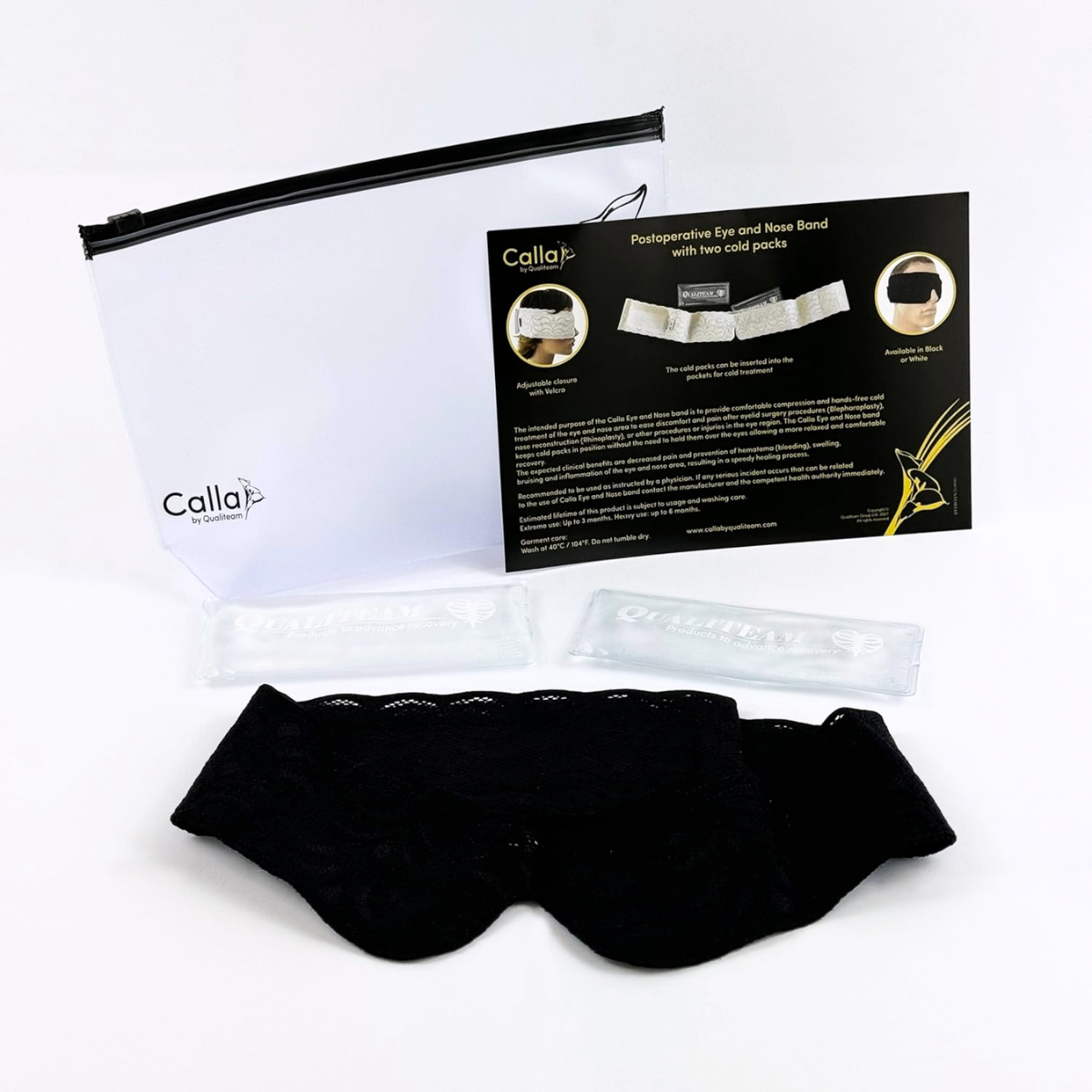 Calla Postoperative Eye Band with Cold Packs – Lace Recovery Eye Mask