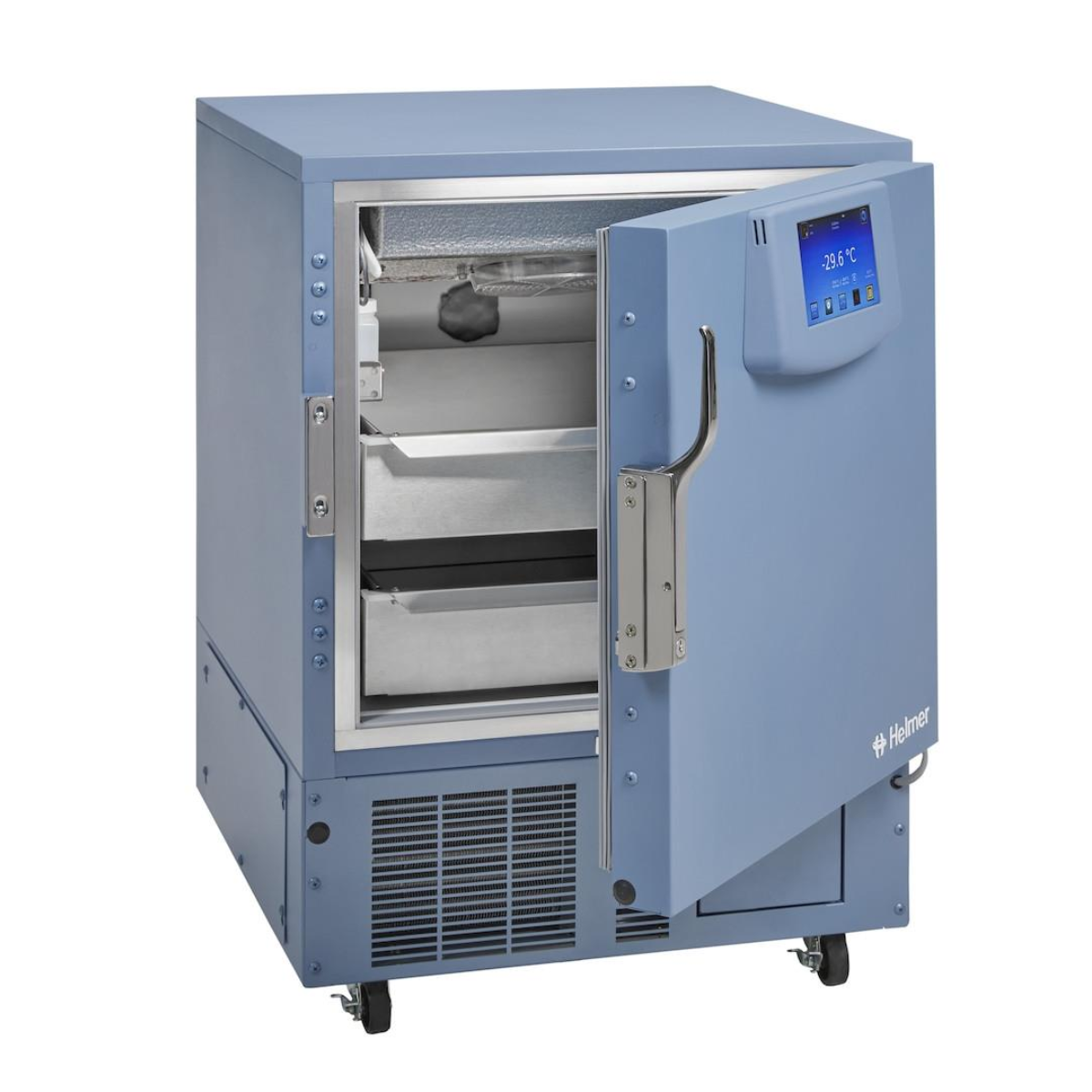 iBF105-GX i.Series undercounter blood bank plasma freezer, –30 °C, 150-litre capacity, compact white medical storage unit with solid door.