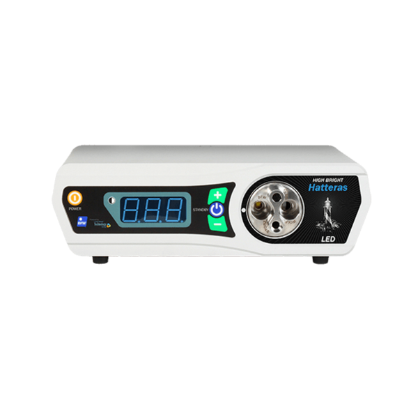 White electronic device with digital display and control buttons on a white background. High Bright Hatteras™