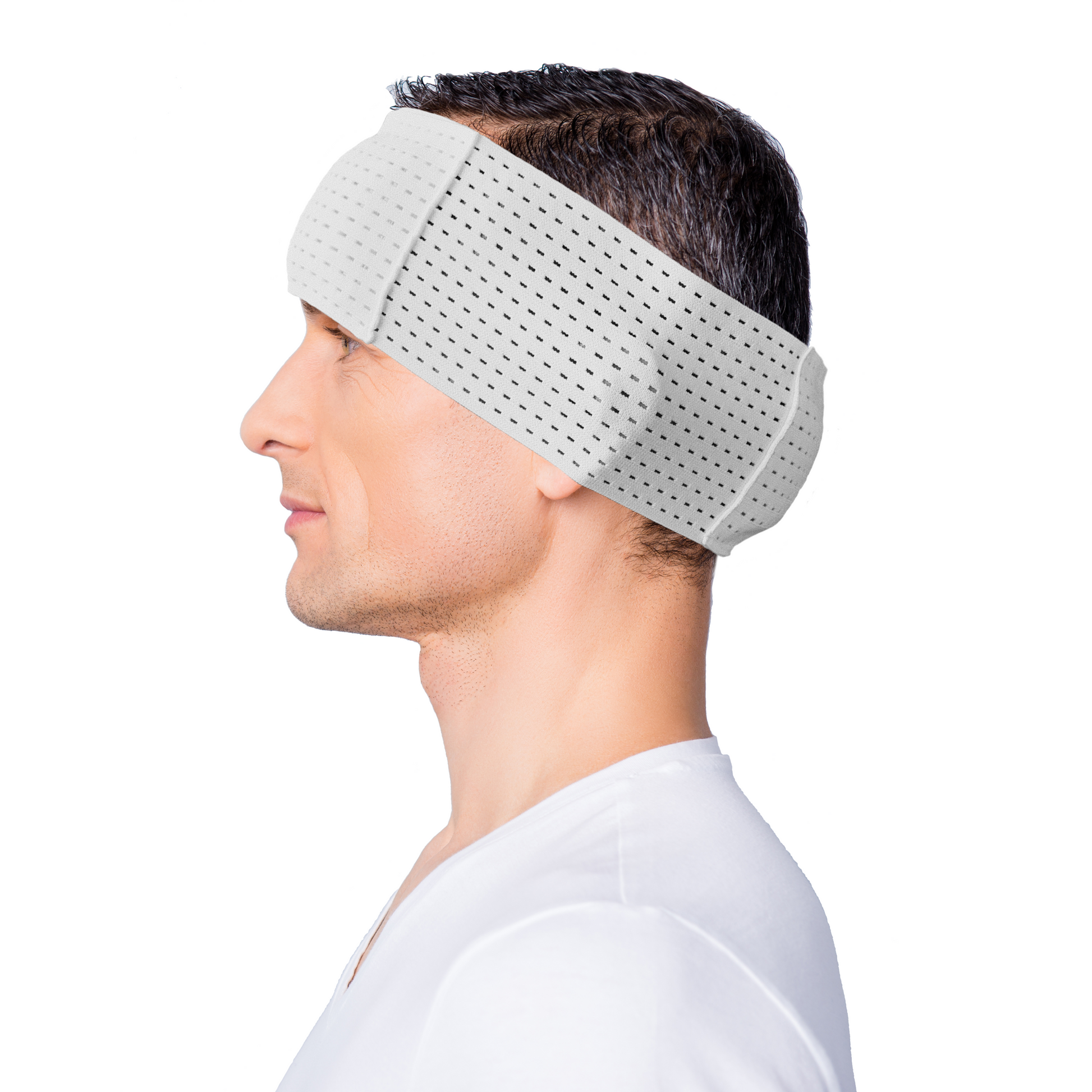 The Calla Cool Band has pockets for cold packs designed to prevent swelling at the forehead and to relieve pain at the donor site at the back of the head after hair transplantation.