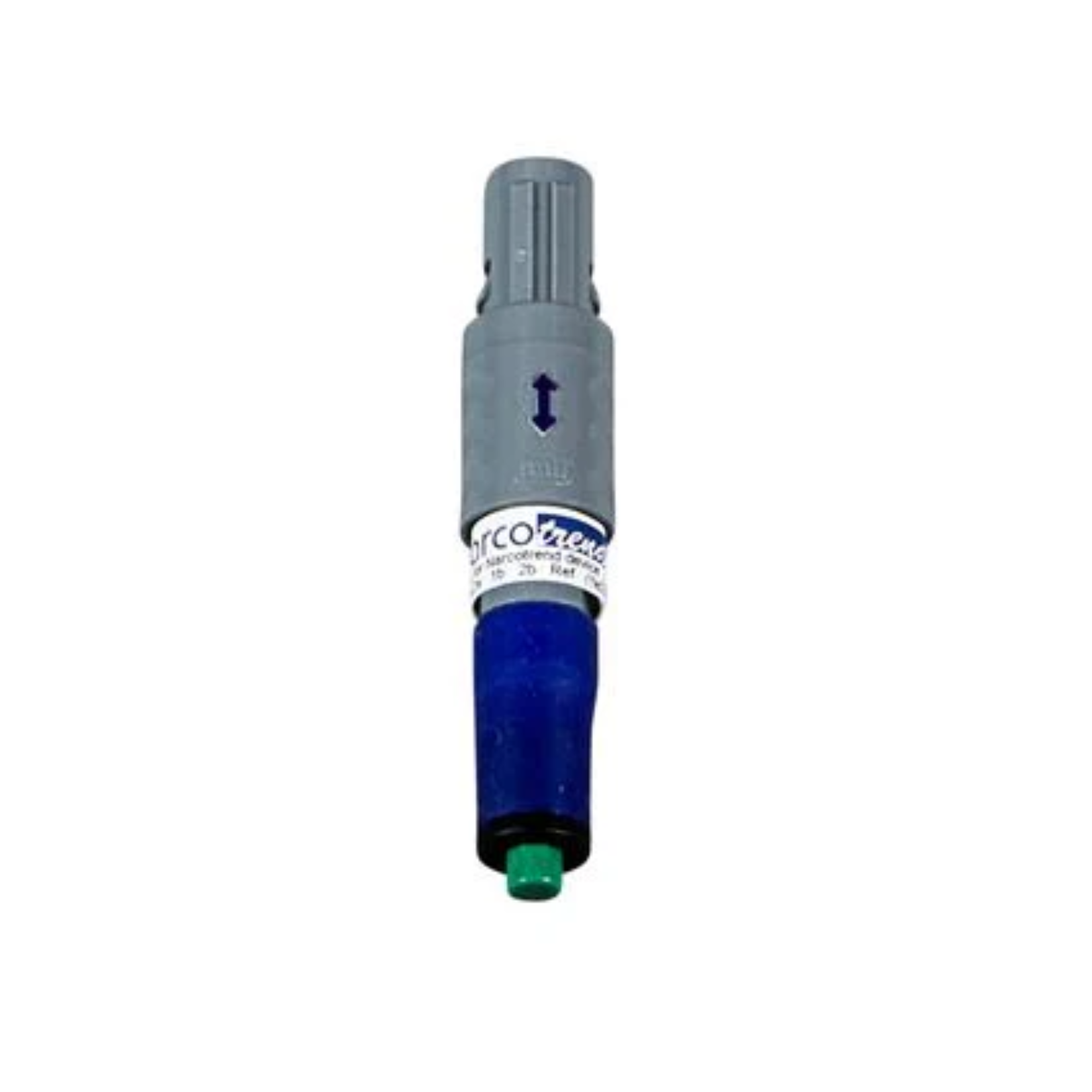 NC-0122 test adapter for Narcotrend EEG monitoring devices. A compact, rectangular module with input/output ports designed to simulate EEG signals for device testing and calibration.