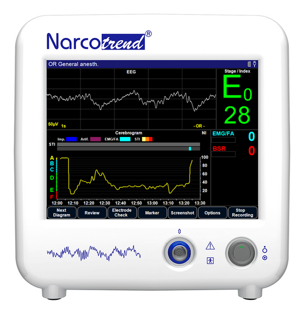 Narcotrend medical monitor with display screen on a white background