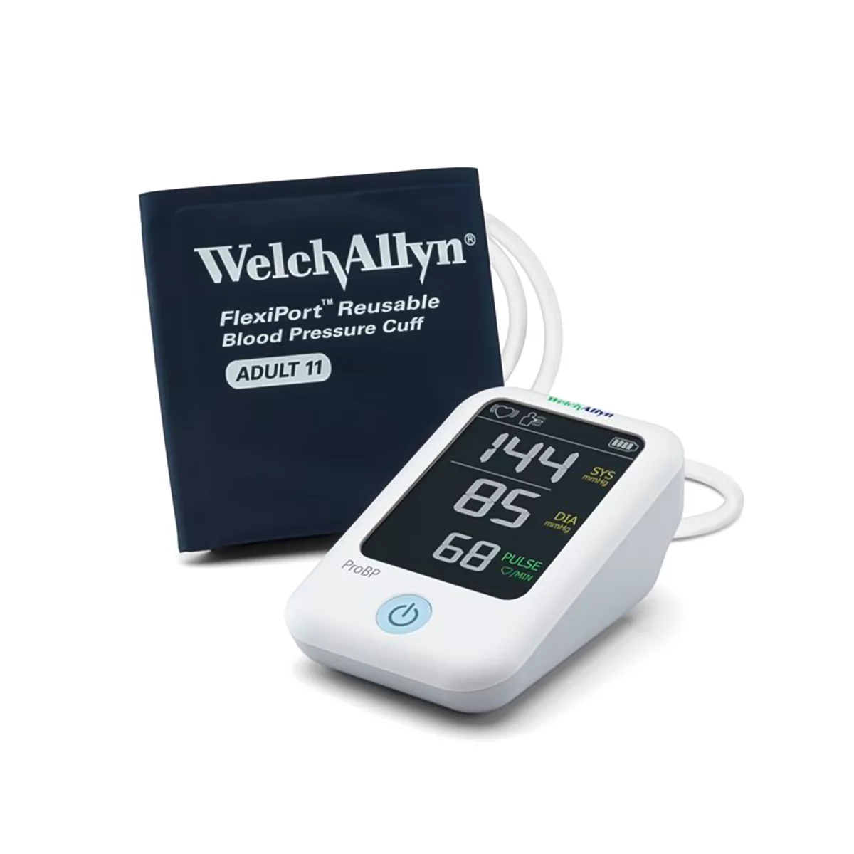 Welch Allyn blood pressure monitor with digital display on a white background
