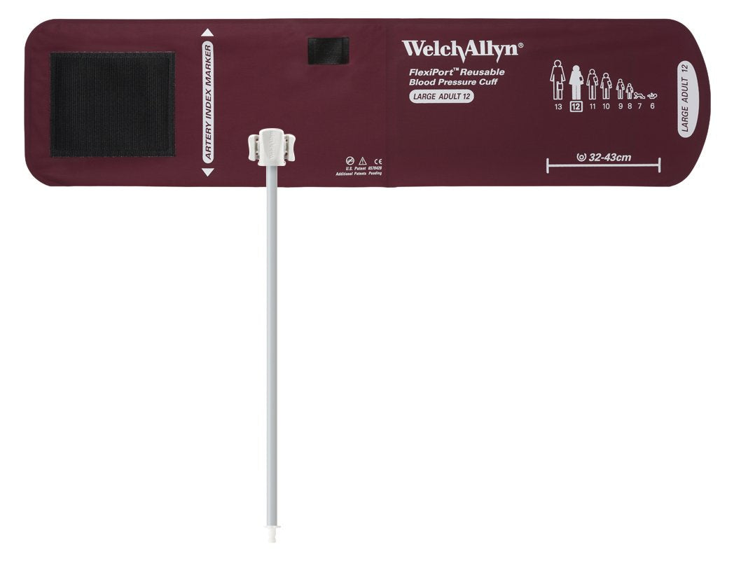 Welch Allyn REUSE-12-1HP FlexiPort Reusable Blood Pressure Cuff – Large Adult, Size 12, One-Tube Bayonet Connector