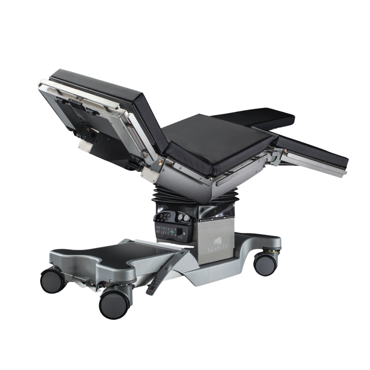 State-of-the-art surgical theatre featuring a versatile, fully adjustable operating table.

