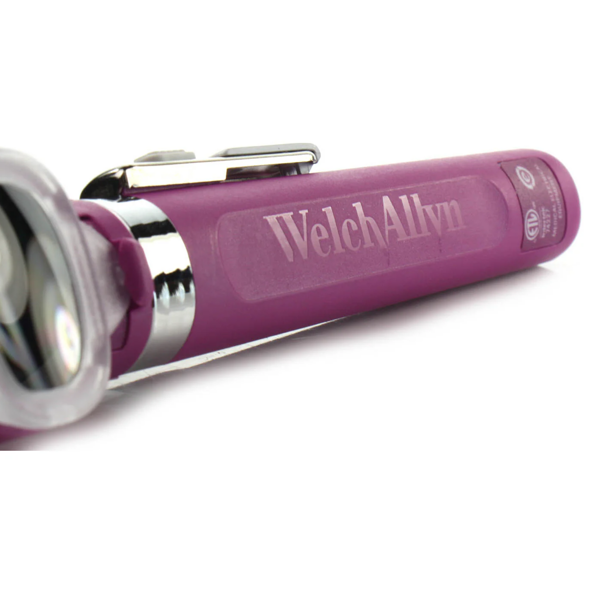 Purple flashlight with 'WelchAllyn' branding on a white background